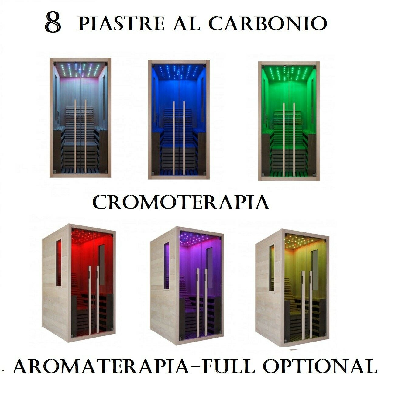 Sauna a infrarossi in due misure 100x130 o 180x150 con irradiatori in carbonio interfaccia Bluetooth SA012