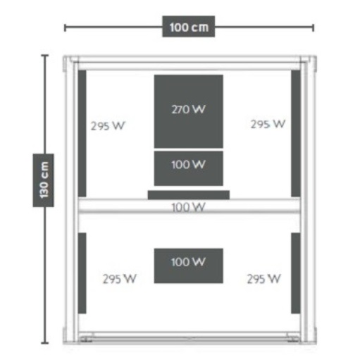 Sauna a infrarossi in due misure 100x130 o 180x150 con irradiatori in carbonio interfaccia Bluetooth SA012