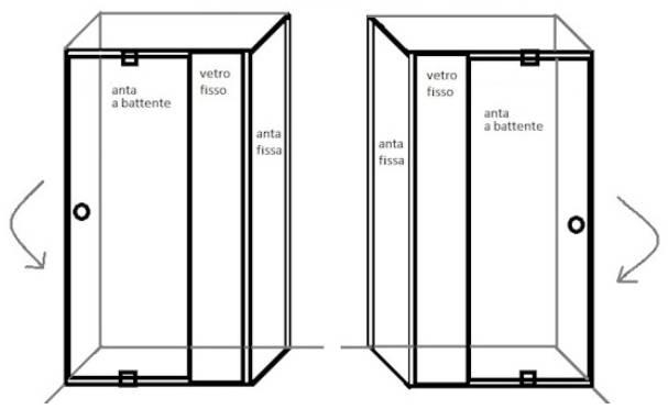 Box doccia rettangolare cristallo opaco 6mm (varie misure) H 195 cm