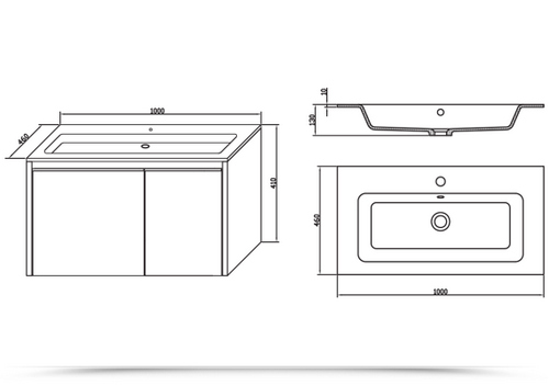 Suspended bathroom furniture model Five 80 cm or 100 cm modern bathroom furniture with mirror in white dove-colored ocean