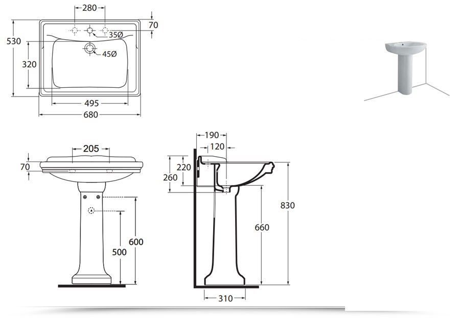 Coppia sanitari Wc bidet stile Classico scarico a pavimento o a muro