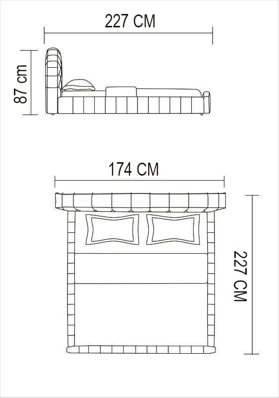Letto matrimoniale modello Silene 227x174 bianco o nero rivestimento ecopelle piedi in acciaio