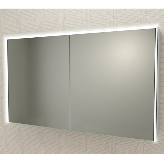 Multimedia container mirror double door slow closing USB LED light MR004