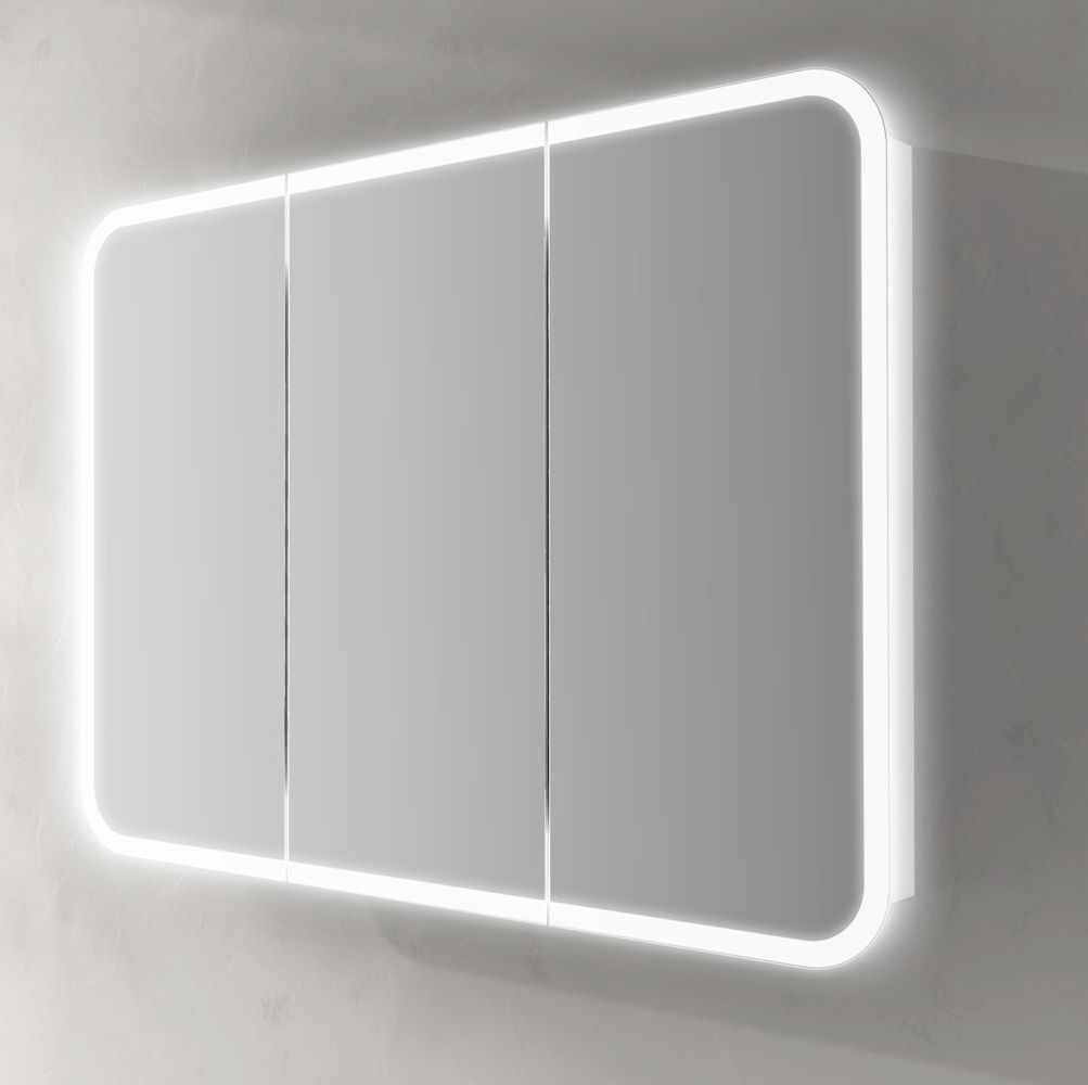 Specchio Contenitore Design Moderno con Luce LED a 3 Ante