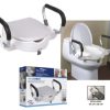 Universal toilet seat board with riser and support handle white