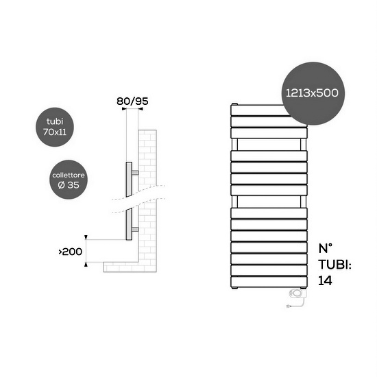Electric towel warmer radiator modern linear design 2 sizes with thermostat TEA004