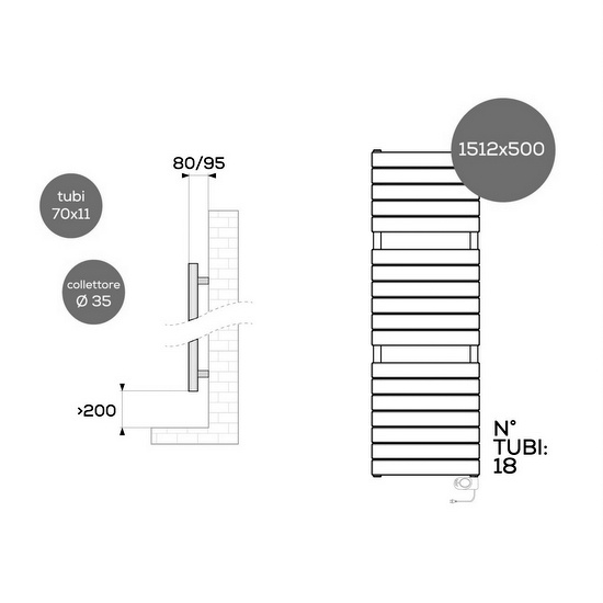 Electric towel warmer radiator modern linear design 2 sizes with thermostat TEA004