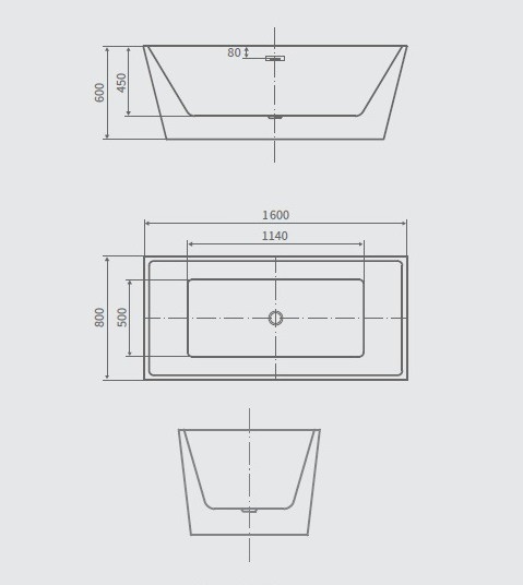 Vasca freestanding misure 160x80 design moderno VA79