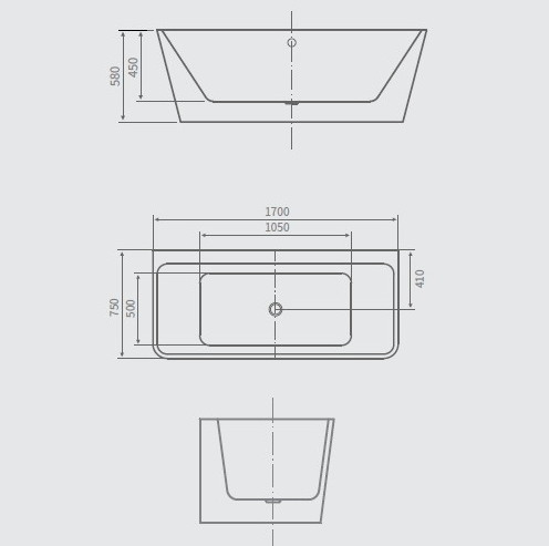 Vasca freestanding misure 170x80 stile moderno VA78