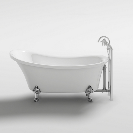 Vasca da bagno tradizionale freestanding misure 160x72x75cm con piedi cromati VA75