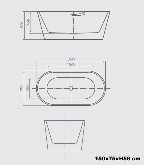 Vasca freestanding misure 170x80 160x80 150x75 design moderno bianca VA76
