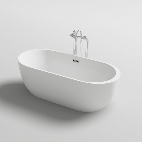 Vasca da bagno centro stanza freestanding ovale 170x80 stile moderno bianco anche con idromassaggio VA39