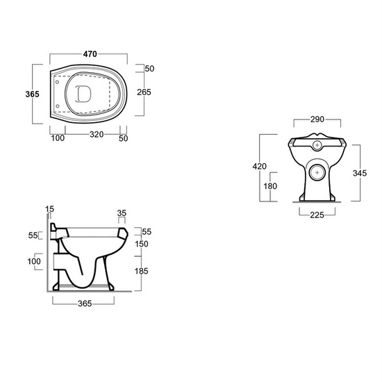 water_a_terra_sanitari_stile_classico_scheda_tecnica_a_muro__1594803793_450 Serie completa di Vaso e Bidet in ceramica stile Old England con scarico a parete oppure a pavimento