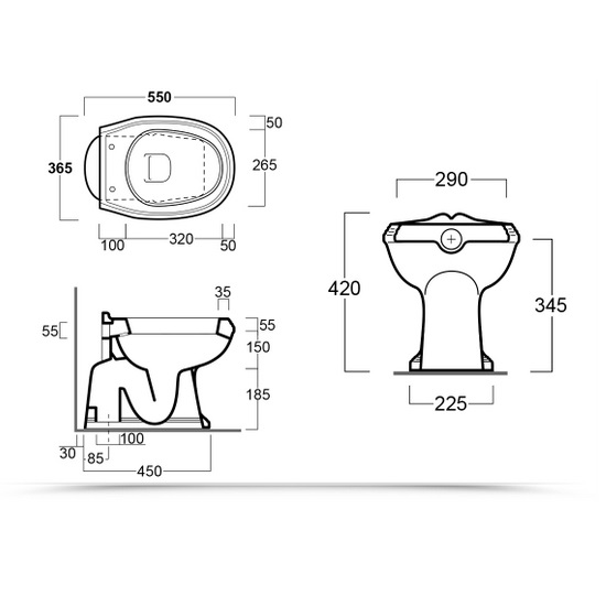 water_a_terra_sanitari_stile_classico_scheda_tecnica_a_pavinento__1594803792_774 Serie completa di Vaso e Bidet in ceramica stile Old England con scarico a parete oppure a pavimento