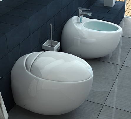 Sanitari Bagno Italia in ceramica bianca WC e Bidet (New) tipo moderno sospeso o a terra